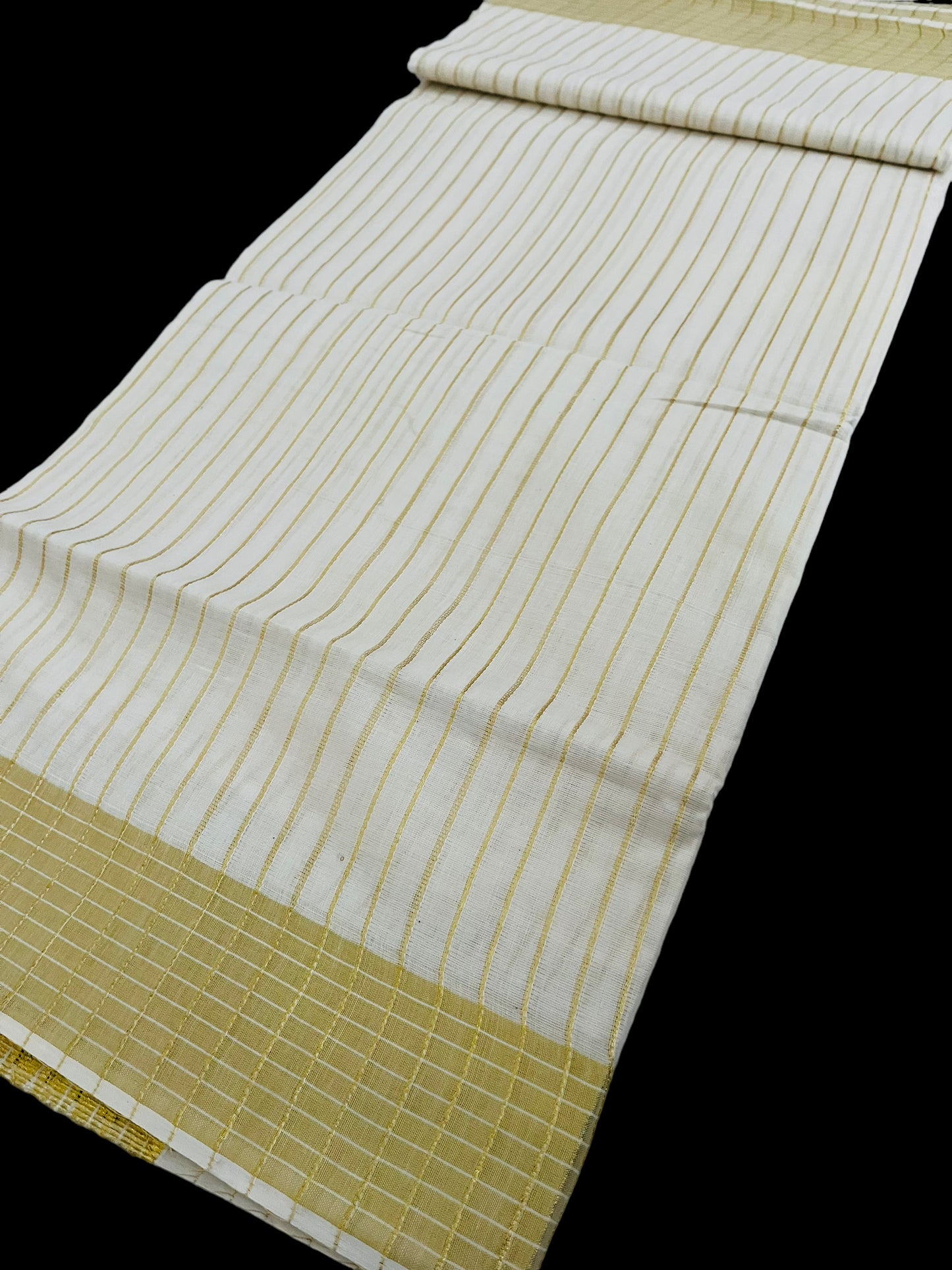 Kerala Saree | Gold kasavu Stripe cotton Set Saree | Onam Saree | Petelz | petals |traditional Indian Saree| White Sari