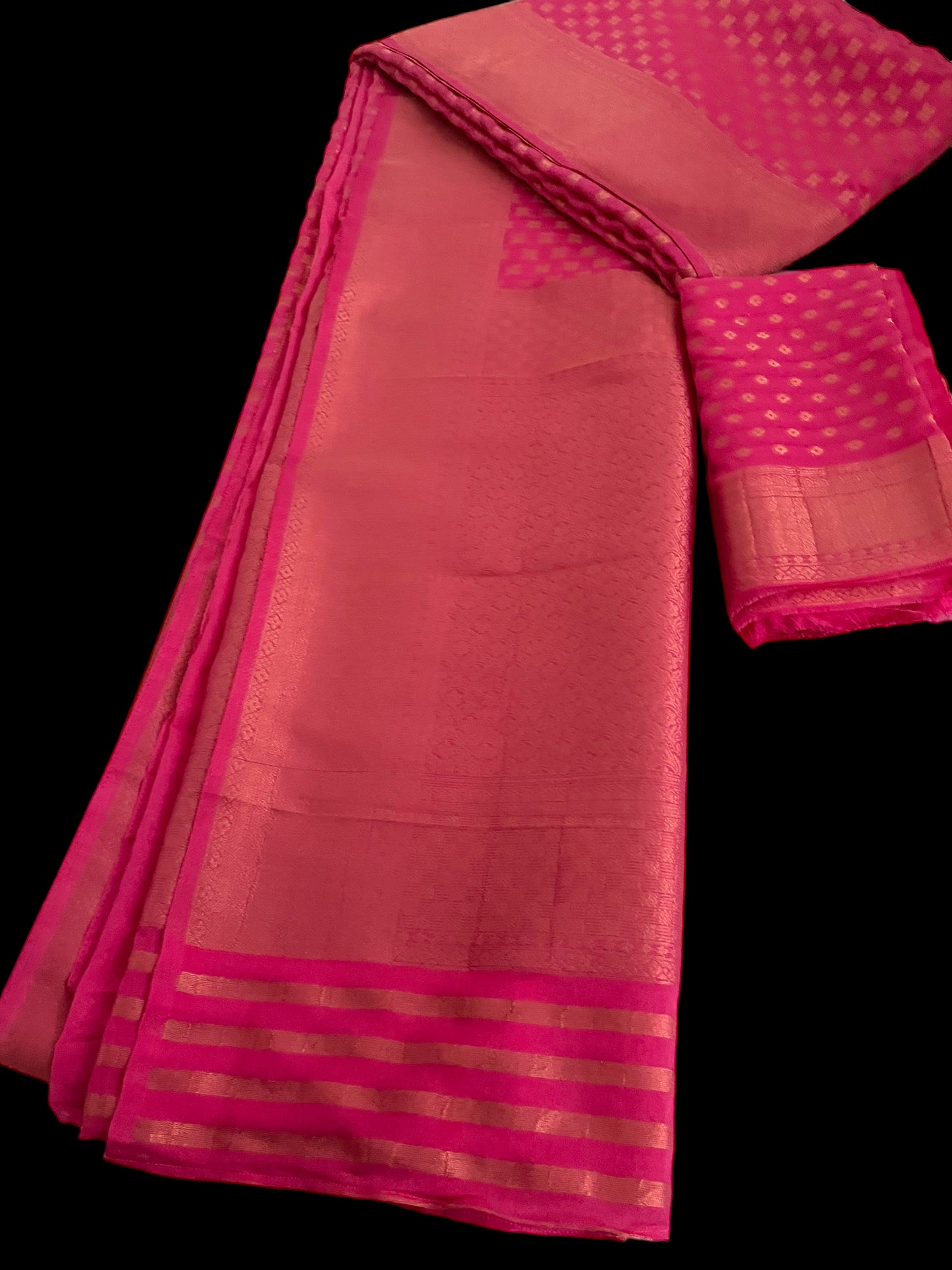 Pink copper zari  silver silk Saree| handwoven copper zari designs  fall and pico done |Navratri| Diwali| Pooja| petelz