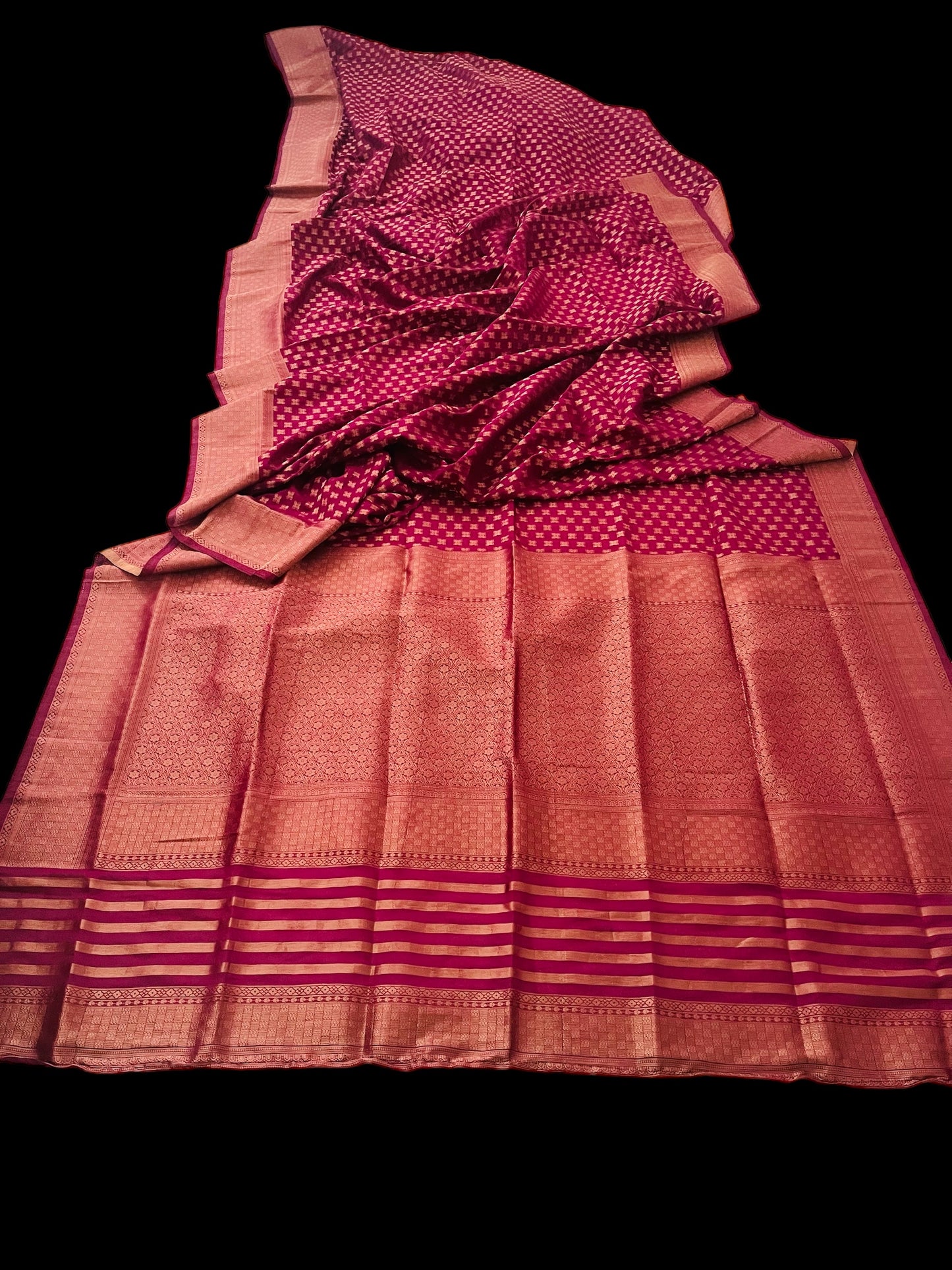Purple copper zari  silver silk Saree| handwoven copper zari designs  fall and pico done |Navratri| Diwali| Pooja| petelz