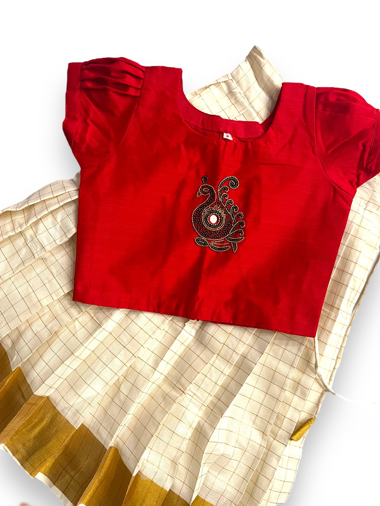 Girls Pattu Pavada| Red Tissue Skirt Blouse | Kerala Vishu Dawani| Indian Kerala saree |Onam Saree | Lehenga | Pattu pavada Age 4-6