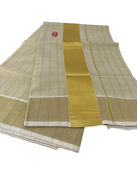 Kerala Onam Set Saree Gold check stripes | Kerala Saree  gold Tissue Saree check stripes| Petelz | |Indian sari with check