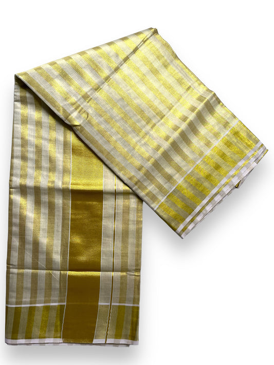 Kerala Traditional  Set Saree gold  stripes all over it   Balaramapuram Tissue | Onam| Vishu| Indian traditional| petelz