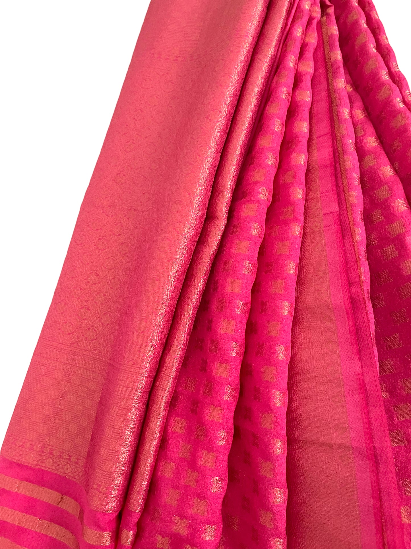 Pink copper zari  silver silk Saree| handwoven copper zari designs  fall and pico done |Navratri| Diwali| Pooja| petelz