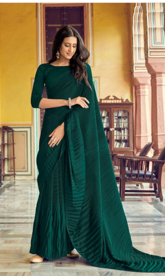 Beautiful Silk pleated crushed saree Party wear Saree Elegant Saree Bollywood Designer Saree | BRIDESMAIDS SAREE | Petelz Christmas Saree