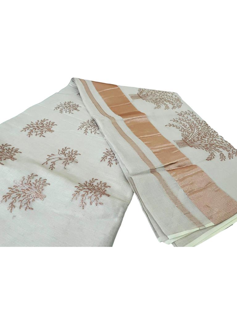 Rose Gold Saree with embroidery thread work