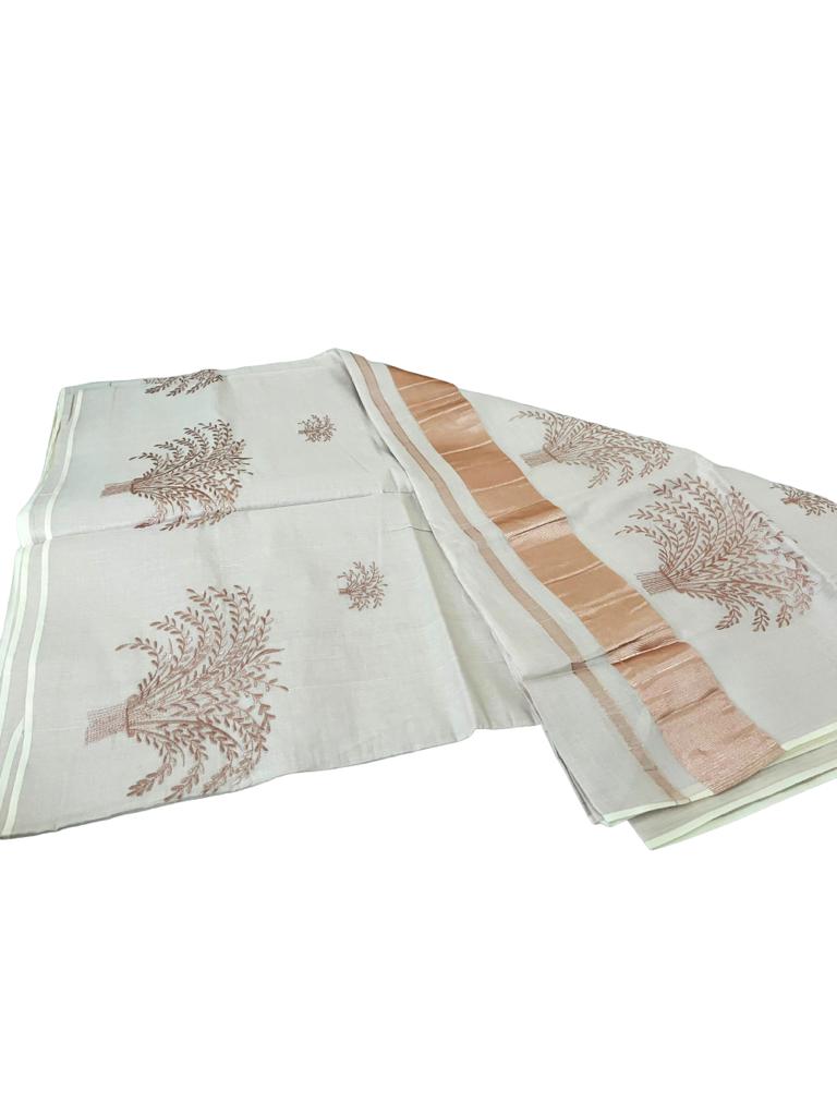 Rose Gold Saree with embroidery thread work