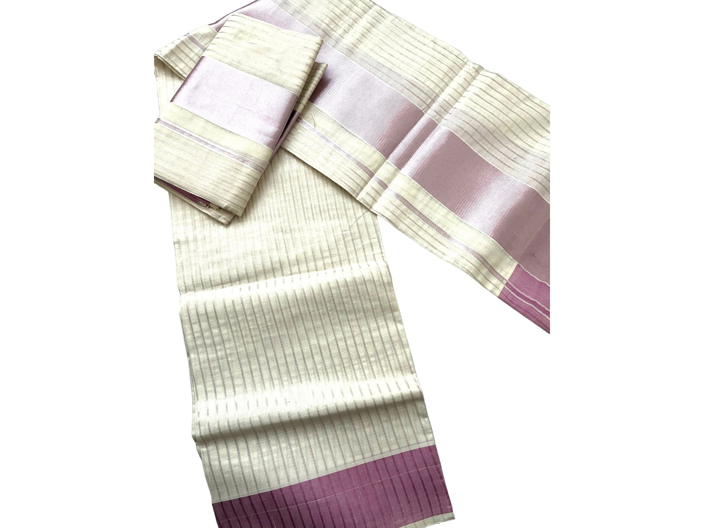 Kerala set Mundu Rose Gold stripe cotton (no Blouse) | Onam dress Mundum Neriyathum| Petelz|petals | indian traditional kerala saree